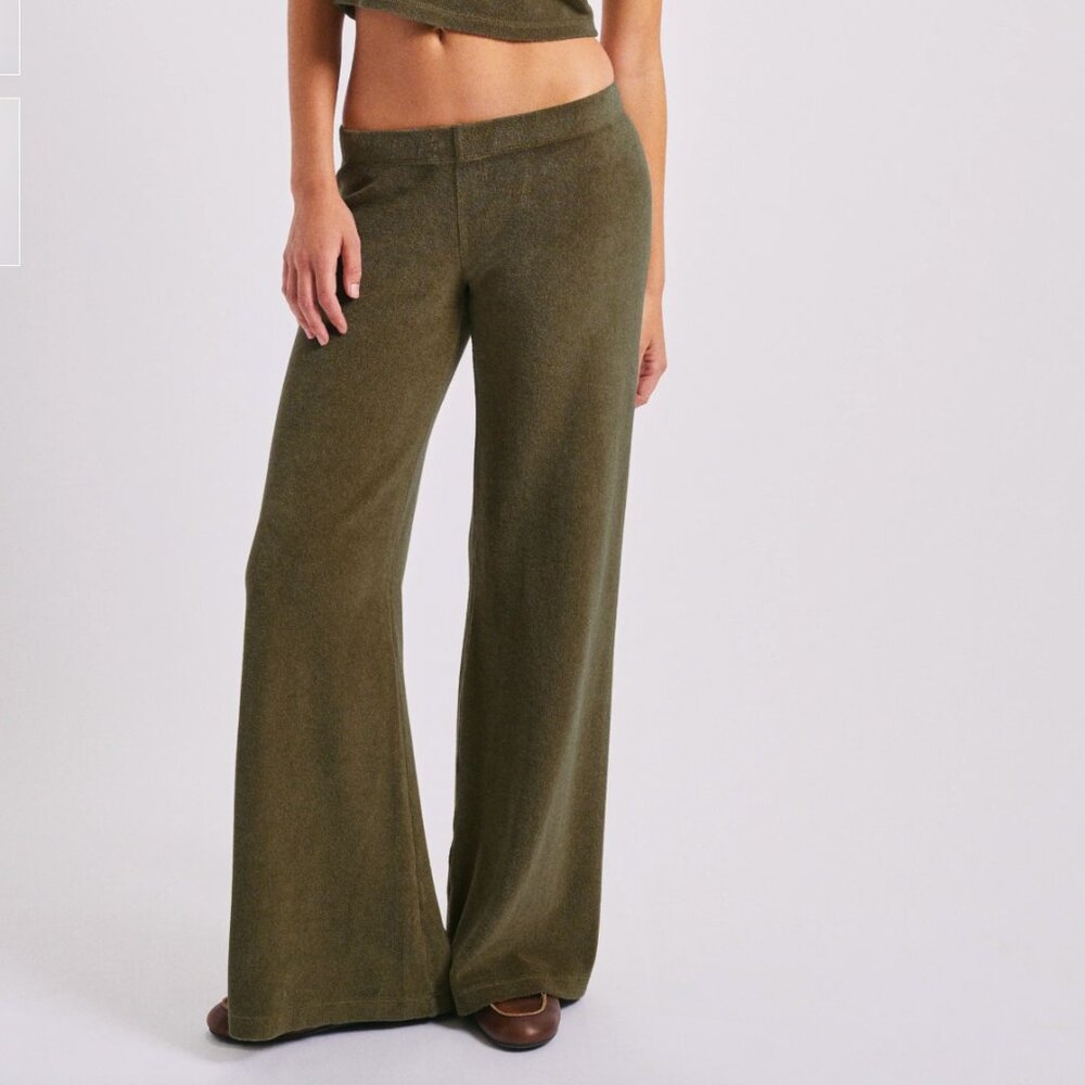 Suzie Kondi Lito Low Rise Flare Pants in Pink Terrycloth